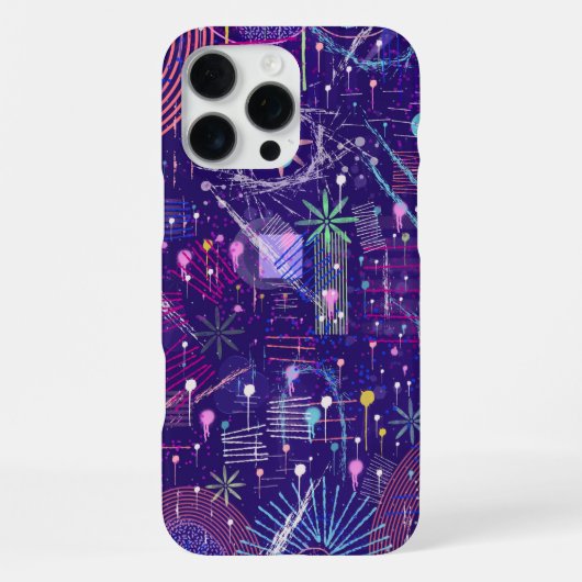 Maximalistische Abstract op Paars iPhone Hoesje (Achterkant)