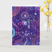 Maximalistische Abstract op Paars Kaart (Gele Bloem)