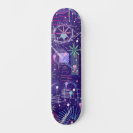 Maximalistische abstract op paars persoonlijk skateboard