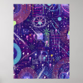 Maximalistische Abstract op Paars Poster (Voorkant)