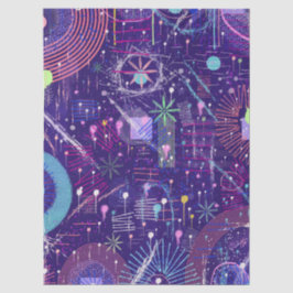 Maximalistische abstract op paars tissuepapier