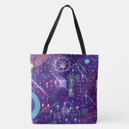 Maximalistische Abstract op Paars Tote Bag