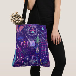 Maximalistische Abstract op Paars Tote Bag