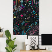 Maximalistische Abstracte Expressie  Poster (Thuiskantoor)