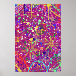 Maximalistische abstracte in vette kleur poster