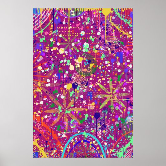 Maximalistische abstracte in vette kleur poster (Voorkant)