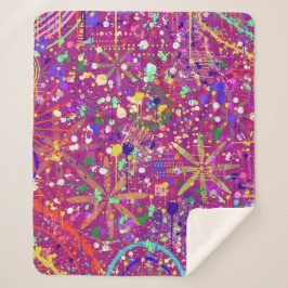 Maximalistische abstracte in vette kleur sherpa deken