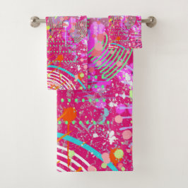Maximalistische Abstracte Kunst: de Snoepwinkel Bad Handdoek