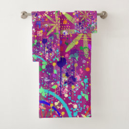 Maximalistische abstracte kunst in vette kleur bad handdoek