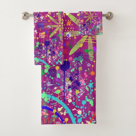 Maximalistische abstracte kunst in vette kleur bad handdoek (Insitu)