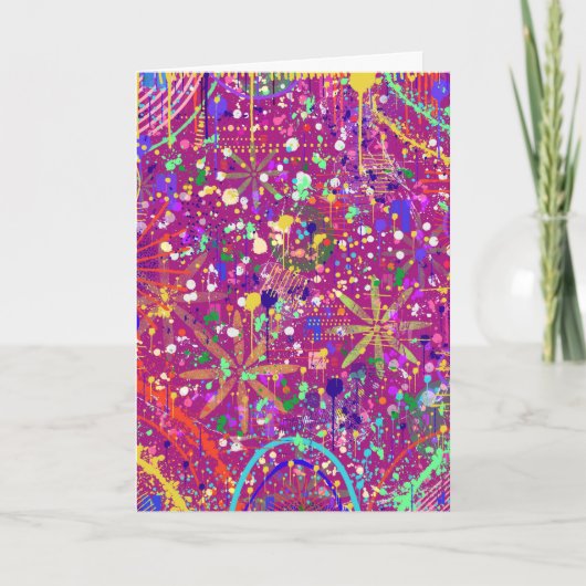 Maximalistische abstracte kunst in vette kleur kaart (Voorkant)