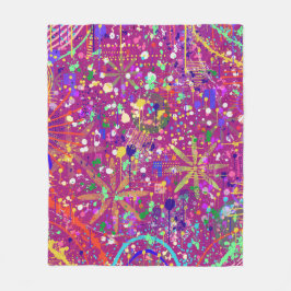 Maximalistische abstracte kunst in vette kleuren fleece deken