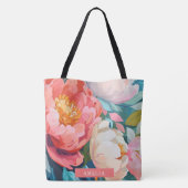 Maximalistische aquarel Kleurrijke bloemmotieven p Tote Bag (Achterkant)