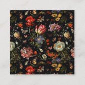 Maximalistische barokbloemen vierkante visitekaartje (Achterkant)