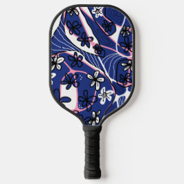 Maximalistische bloemige Neuro Art - Blauw Roze Wi Pickleball Paddle