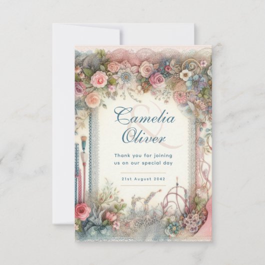 Maximalistische bruiloft Bloemen Dank u Bedankkaart (Voorkant)