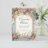 Maximalistische bruiloft Bloemen Dank u Bedankkaart (Staand voorkant)