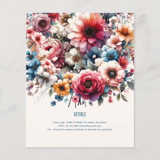 Maximalistische bruiloft uitnodigingen Bloemen the (Achterkant)