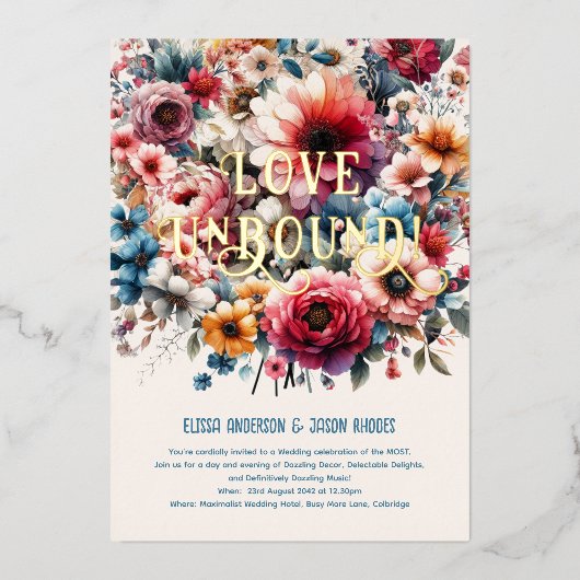 Maximalistische bruiloft uitnodigingen Bloemen the (Voorkant)