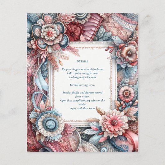 Maximalistische bruiloft uitnodigingen drukke deco (Achterkant)