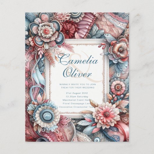 Maximalistische bruiloft uitnodigingen drukke deco (Voorkant)