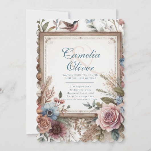 Maximalistische bruiloft uitnodigingen drukke deco (Voorkant)