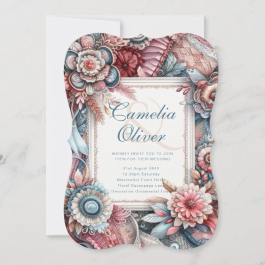 Maximalistische bruiloft uitnodigingen drukke deco (Voorkant)
