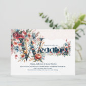 Maximalistische bruiloft uitnodigingen Floral Lace (Staand voorkant)