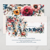 Maximalistische bruiloft uitnodigingen Floral Lace (Voorkant / Achterkant)