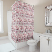 Maximalistische douchegordijn met roze rozen (In situ)