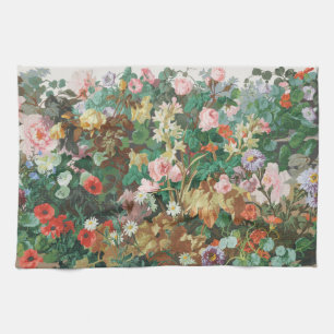 Maximalistische droom vintage bloemen theedoek