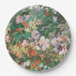 Maximalistische droom vintage donkere bloemmotieve papieren bordje