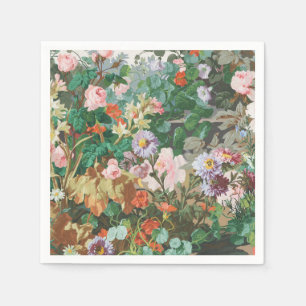 Maximalistische droom vintage donkere bloemmotieve servet