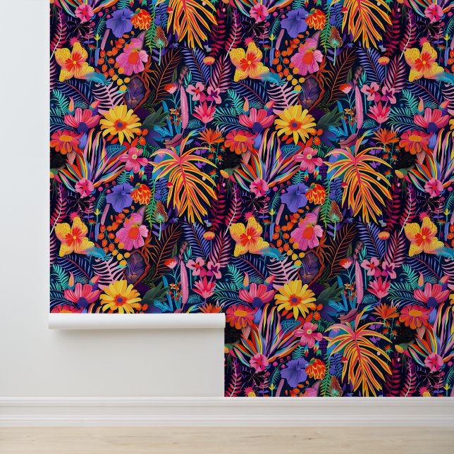 Maximalistische Floral Tropics Behang (Applicatie)