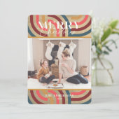 Maximalistische geometrische gouden kerstfoto kaart (Staand voorkant)