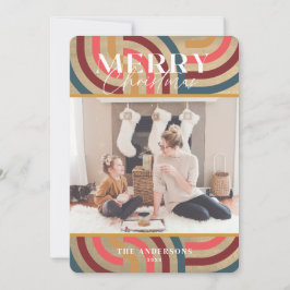 Maximalistische geometrische gouden kerstfoto kaart