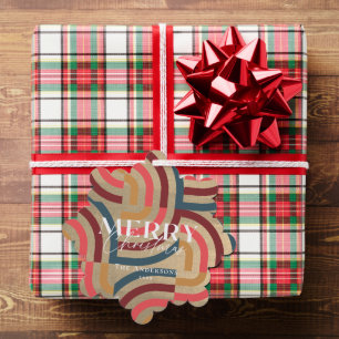 Maximalistische geometrische gouden kerstfoto ornament kaart