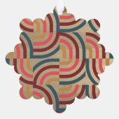 Maximalistische geometrische rode kerstfoto ornament kaart (Achterkant)