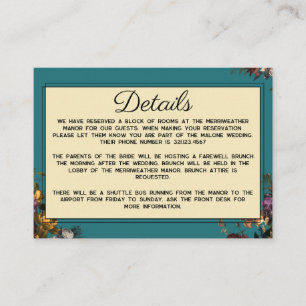 Maximalistische Jewel Toned Wedding Detail Kaart