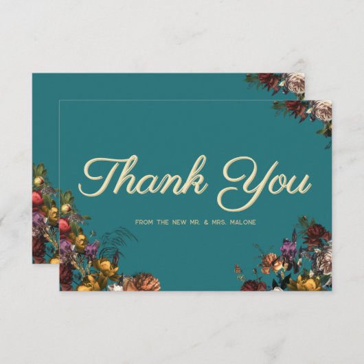 Maximalistische juweeltje met bruiloft bedankkaart (Voorkant / Achterkant)