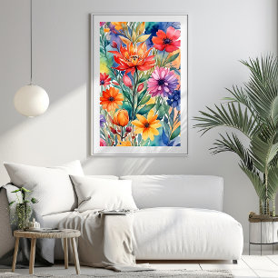Maximalistische Kleurrijke Bloemen Kunstprint Poster