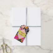 Maximalistische moderne gemarmerde bloemenbruiloft cadeaulabel (Met Touw)