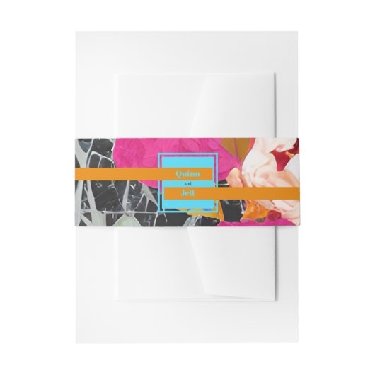 Maximalistische moderne gemarmerde bloemenbruiloft uitnodigingen wikkel (Voorkant Voorbeeld)