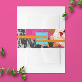 Maximalistische moderne gemarmerde bloemenbruiloft uitnodigingen wikkel