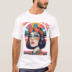 Maximalistische retro-nostalgie illustratie van ee t-shirt