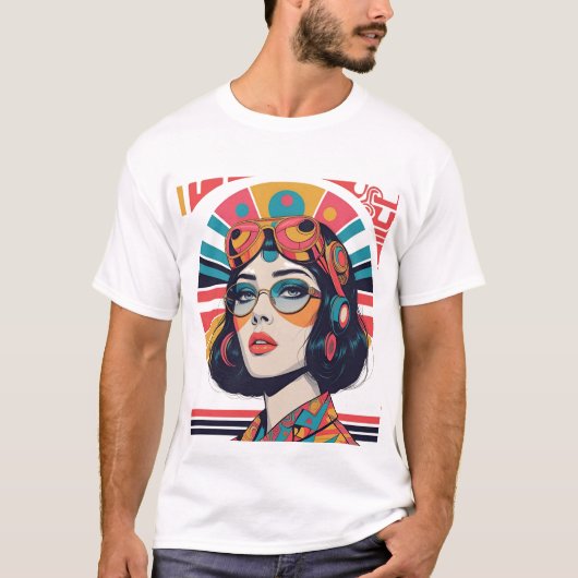 Maximalistische retro-nostalgie illustratie van ee t-shirt (Voorkant)