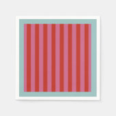 Maximalistische roze en rode streep met turquoise servet (Voorkant)