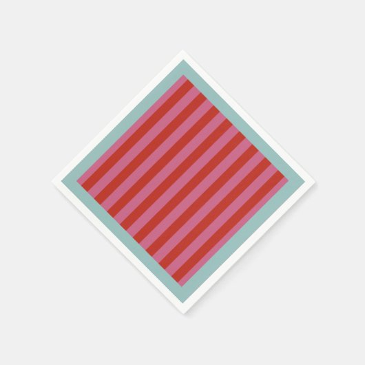 Maximalistische roze en rode streep met turquoise  servet (Hoek)