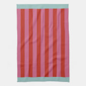Maximalistische roze & rode streep met turquoise r theedoek (Verticaal)