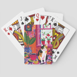 Maximalistische schildpadkat en theekamer pokerkaarten